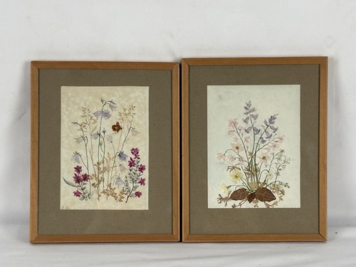 Pair 1973 pressed wildflower - 1973,