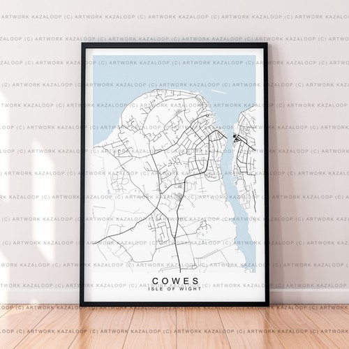 Cowes map poster print - cowes,